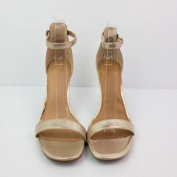 Material Girl Blaire Womens Sz 9.5 Gold Party Formal Ankle Strap 4" Heels Sandal - Picture 5 of 13